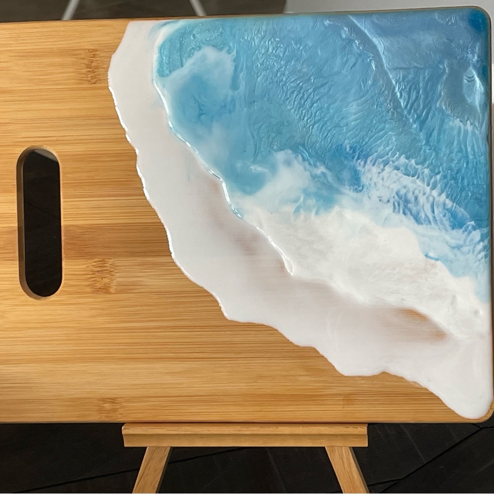 Ocean Wave Resin Bamboo Cutting Board
